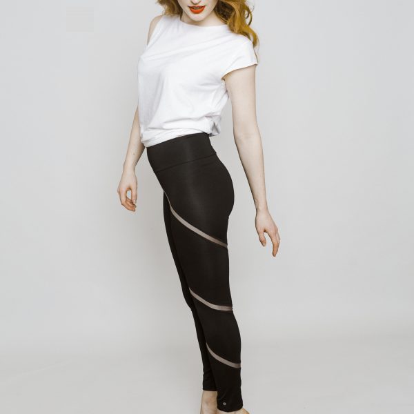 Leggings with shiny spiral stripes